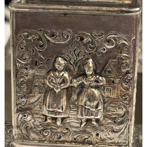 BARBOUR SP Cigarette Box Villagers Folk Dancers Repossess Hallmarked 3275 Rare - Picture 10 of 12